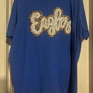Bella Canvas Blue Graphic Tee with Lace Detail